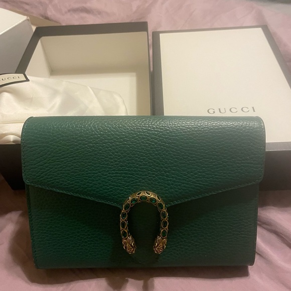 Gucci Handbags - Gucci Dionysus Green wallet on chain
